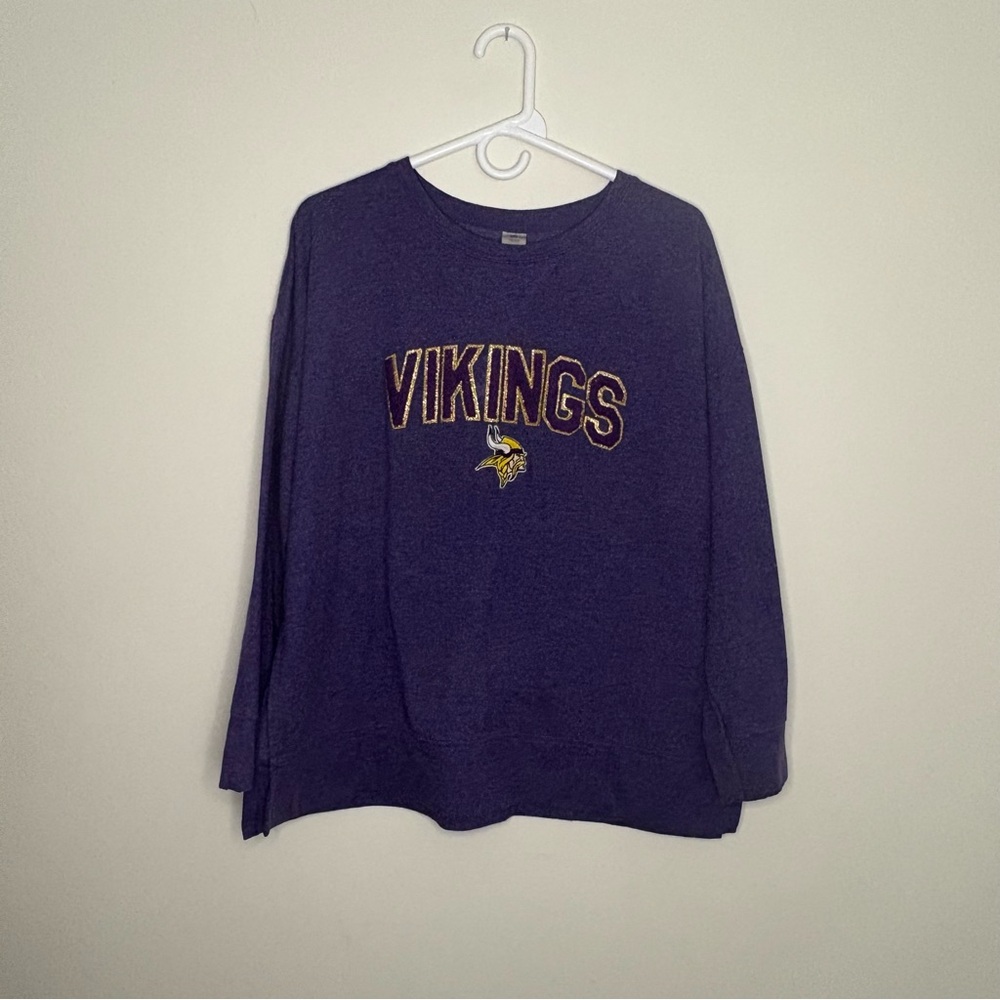 NFL Team Apparel Women’s XL Purple Vikings Sweatshirt Long Sleeve Top Football